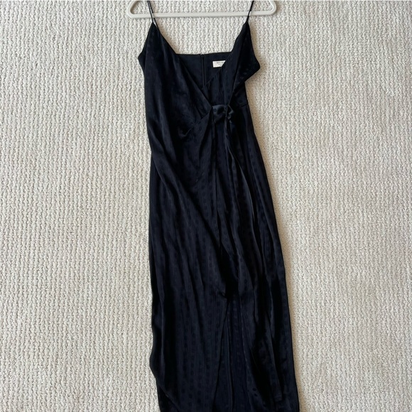 BEC + BRIDGE Polka Dot Black Silky Wrap Split Midi Cami Dress 4 - Picture 7 of 11